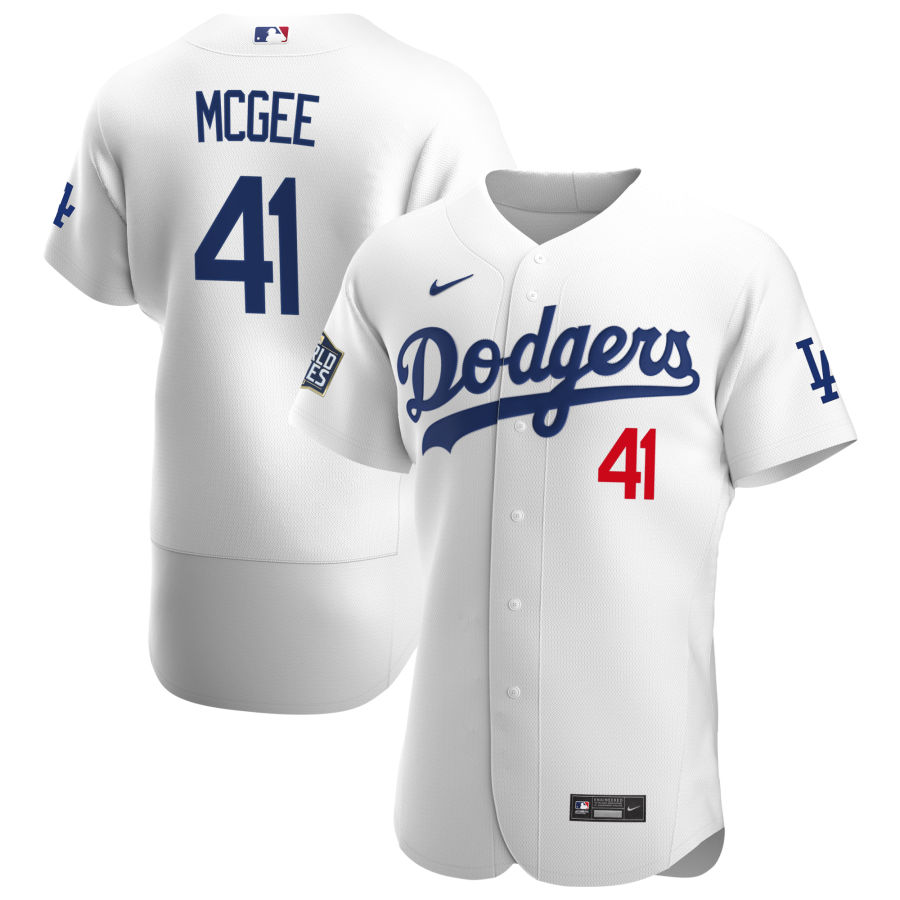 Los Angeles Dodgers #41 Jake McGee Men Nike White Home 2020 World Series Champions Authentic Player MLB Jersey->los angeles dodgers->MLB Jersey